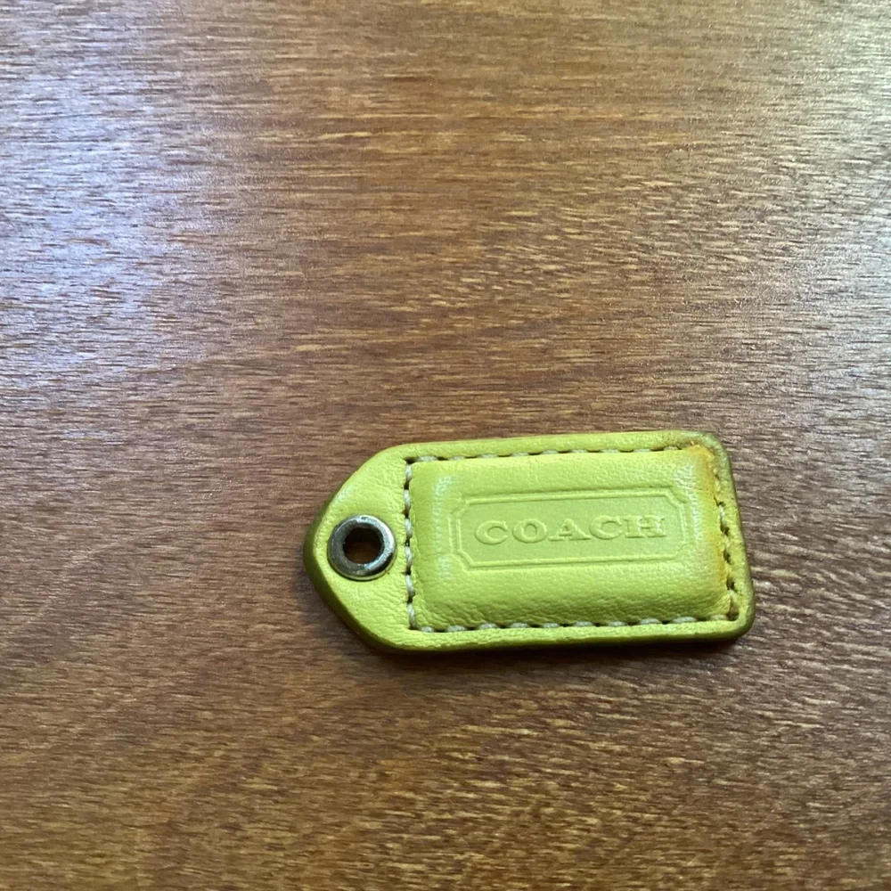 Coach Yellow Green Tan Bag Tag Hang Tag